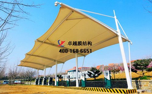 襄陽膜結構充電站樁車棚【襄陽澤東新能源發展有限公司等】工程設計施工案例